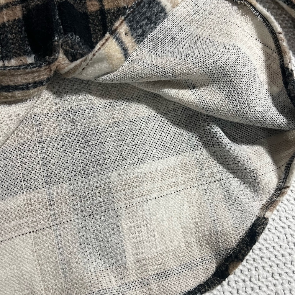 Design Lab Tan Cottagecore Plaid Barn Coat Casual Shacket size Large - Picture 10 of 13